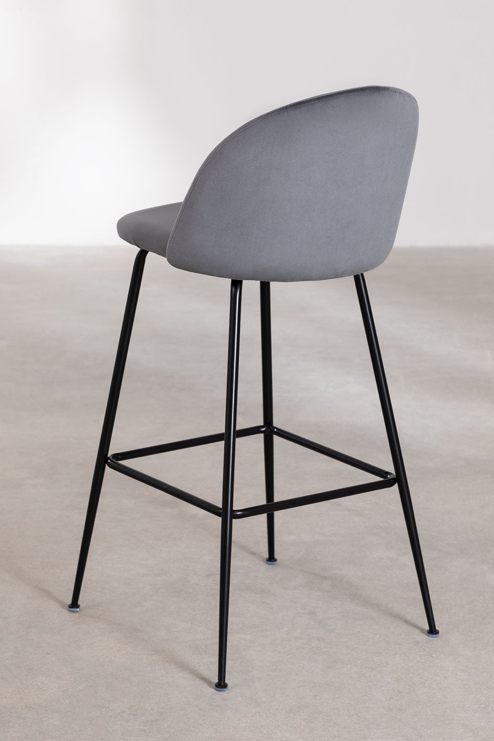 Taburete Alto en Terciopelo Kana Design ↑75 cm Gris Negro -  SKLUM