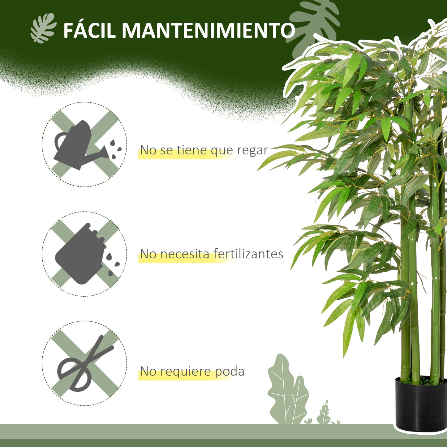 HOMCOM Bambú Artificial 140 cm con Maceta y Cañas Realistas Árbol Sintético Interior para Decoración de Hogar Oficina Interior Verde