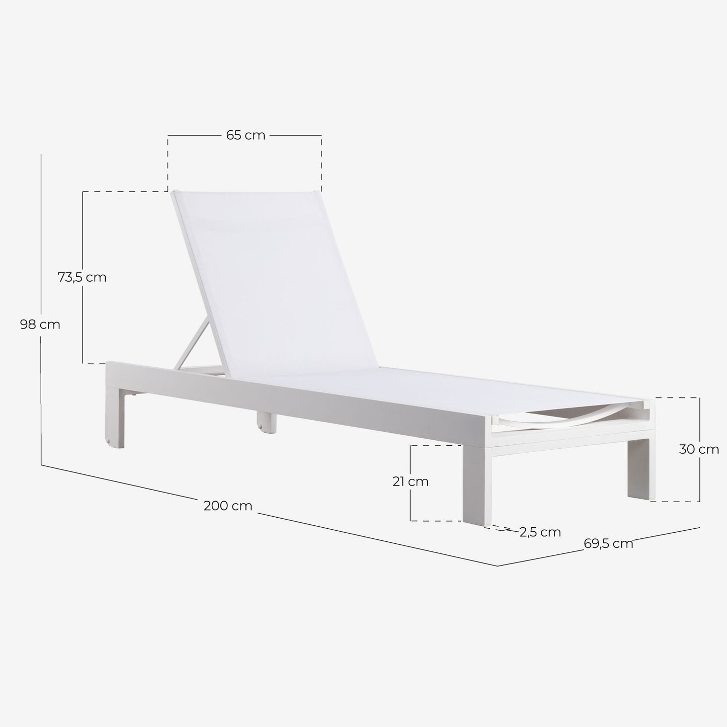 Tumbona y Mesa Auxiliar de Aluminio New Kreta Blanco Polar - The Masie