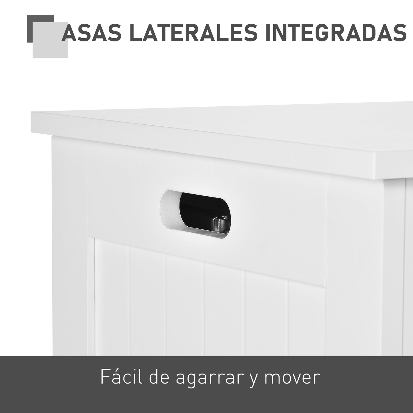 HOMCOM Casillero de Madera para Almacenamiento de Ropa Juguetes Banco para Almacenaje para Salón Habitación y Baño Carga de 20kg Blanco 81x40x46cm