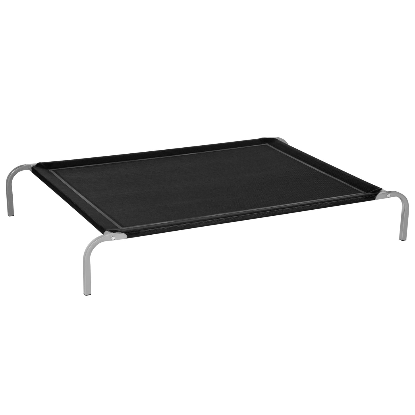 PawHut Cama Elevada para Perros Gatos Transpirable Cama Mascotas 130x90x20 cm para Dormir Relajar con Marco de Acero para Interiores Exterior Negro