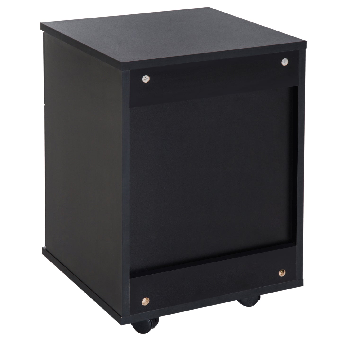 HOMCOM Cajonera de Oficina y Hogar tipo Archivador de Madera Móvil con Ruedas y 2 Cajones 41x39x58cm Negro