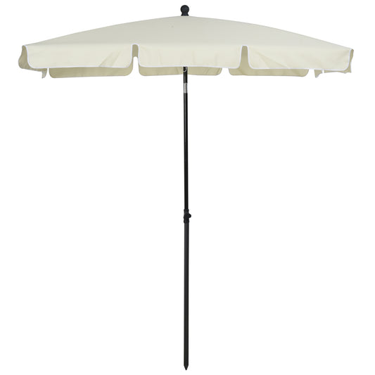 Outsunny Sombrilla de Jardín de Aluminio 198x130x245 cm Parasol de Jardín Rectangular con Función de Inclinación para Terraza Patio Exterior Beige