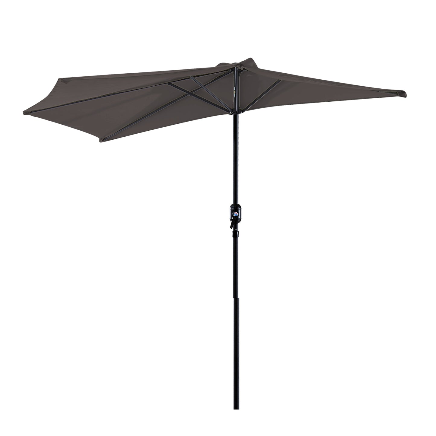 Outsunny Sombrilla 269x138x236 cm Parasol de Jardín con Manivela y Forma Semicircular para Exterior Terraza Patio Piscina Gris