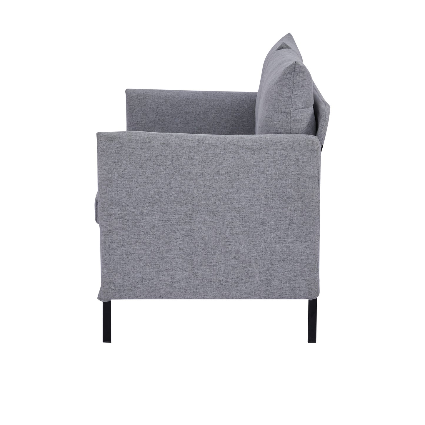 HOMCOM Sofá de 2 Plazas Tapizado en Lino Sintético Sillón Biplaza de Salón con Cojines Acolchados Desenfundables Reposabrazos y Patas de Acero 130x67x76,5 cm Gris