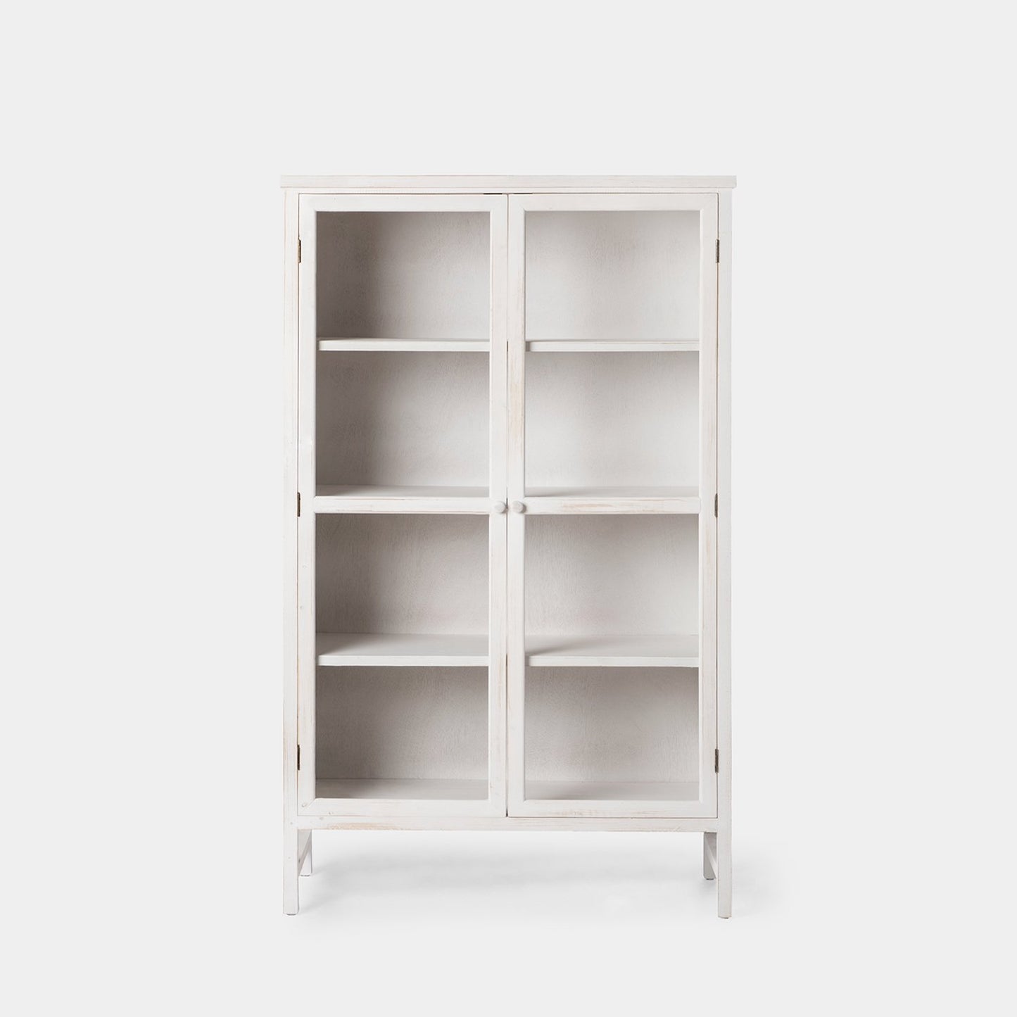 Vitrina en madera reciclada color blanco decapado con puertas de cristal Folk -  Klast