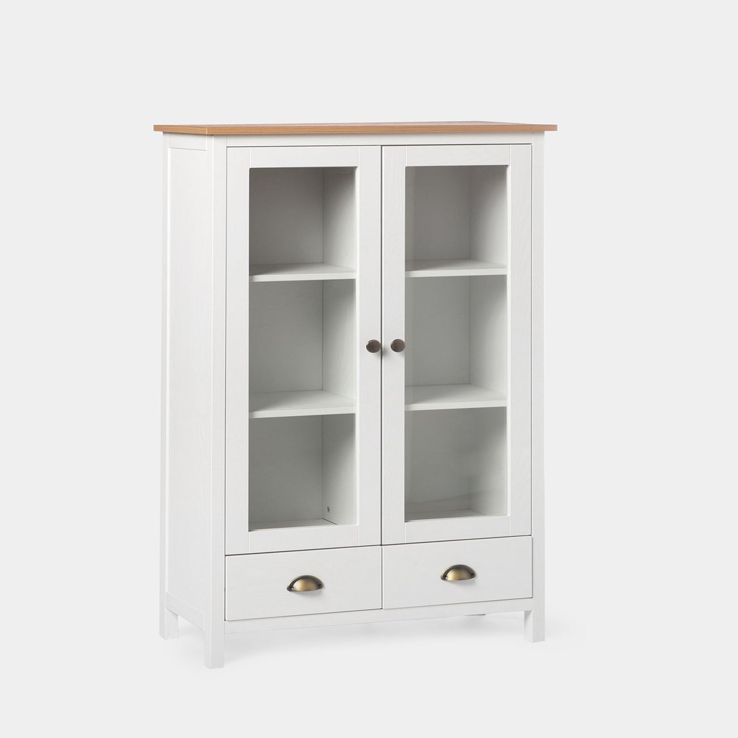 Vitrina en madera color blanco con puertas de cristal Marais -  Klast