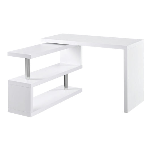 HOMCOM Escritorio Esquinero Giratorio Escritorio en L con Estantería Mesa de Escritorio con Estantes para Oficina Estudio 192x50x76,1 cm Blanco