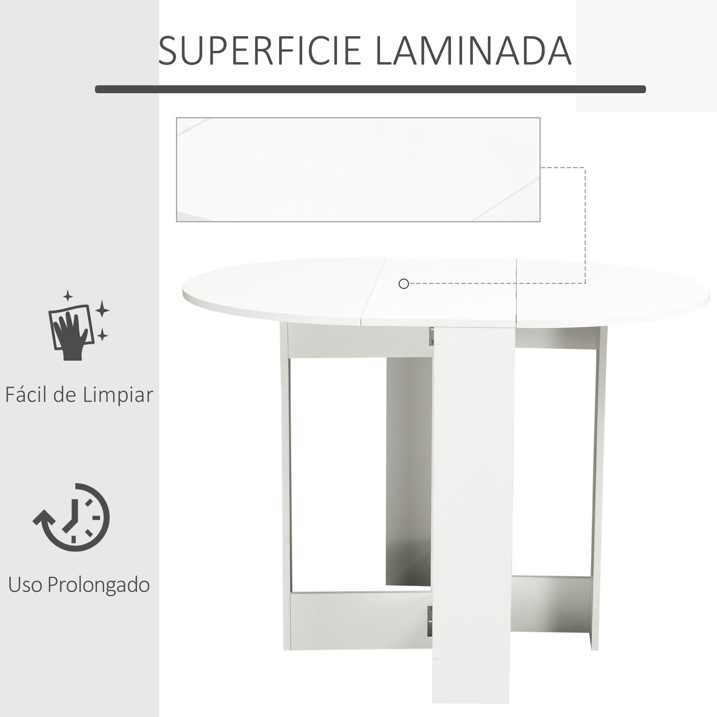 HOMCOM Mesa Plegable de Comedor Mesa de Cocina Plegable con 2 Alas Abatibles Mesa Plegable para 1-2 Personas 104x76x73,7 cm Blanco