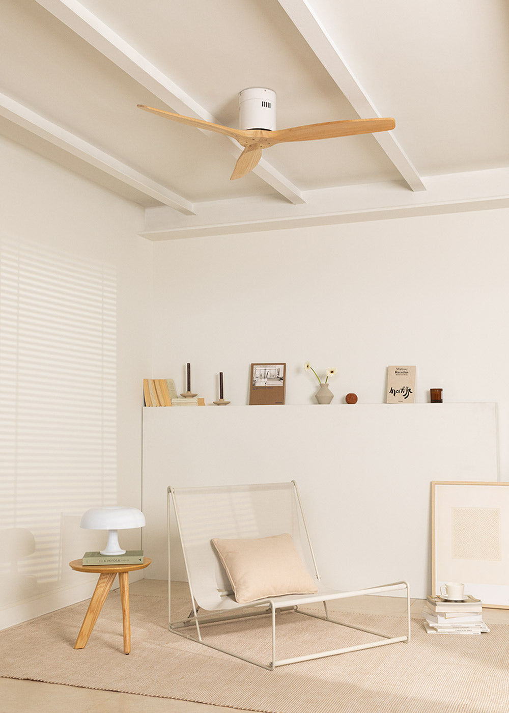 WIND CALM - Ventilador de techo 40W silencioso Ø132 cm 100% madera