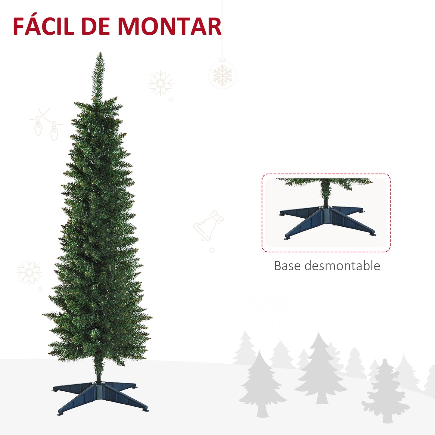 HOMCOM Árbol de Navidad Artificial 150 cm Ignífugo con 294 Puntas de Rama PVC y Soporte de Metal Decoración Navideña para Interiores Fácil de Montar Verde