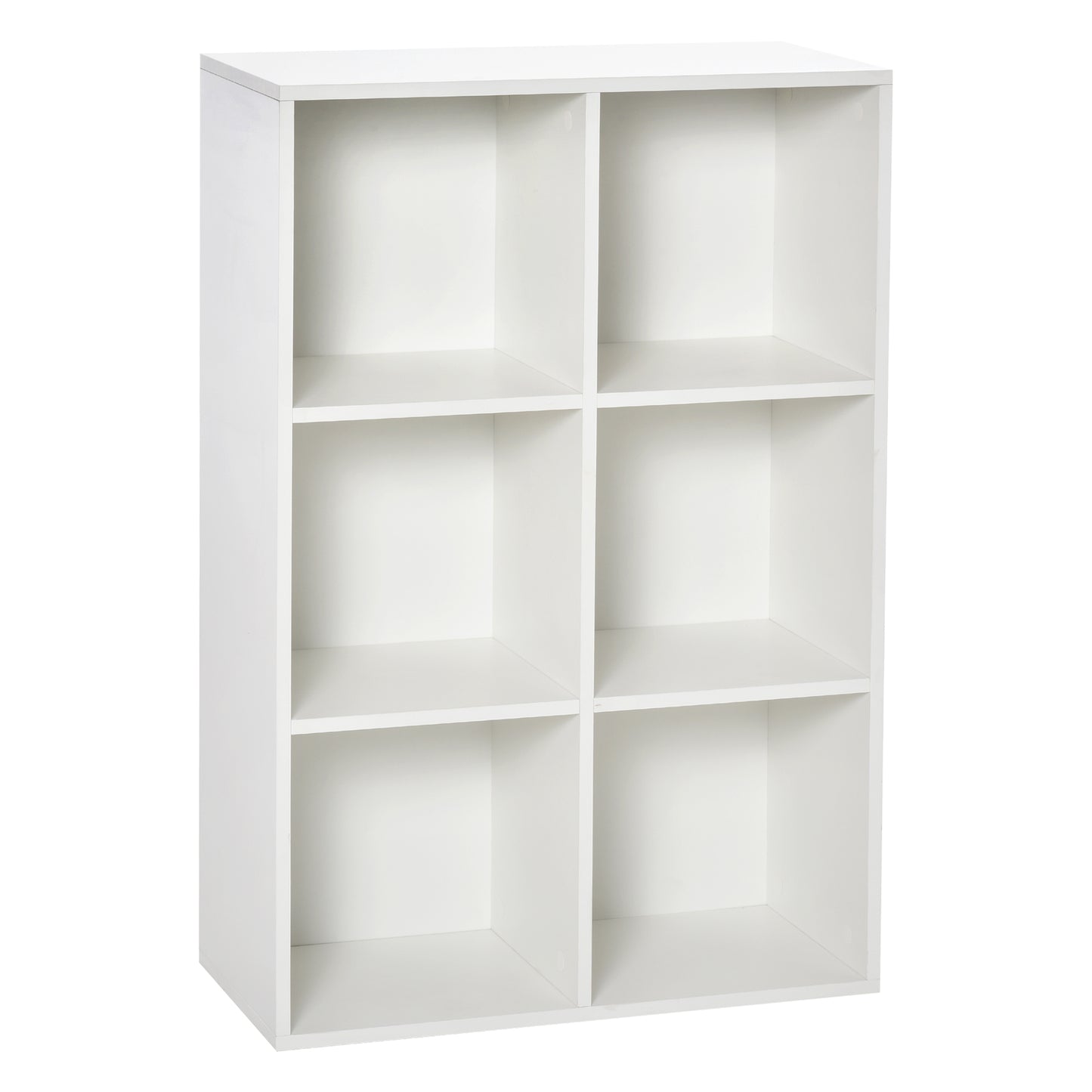 HOMCOM Estantería para Libros Estantes de Madera de 3 Niveles con 6 Cubos de Almacenaje para Sala de Estar Dormitorio Oficina 65,5x30x97,5 cm Blanco