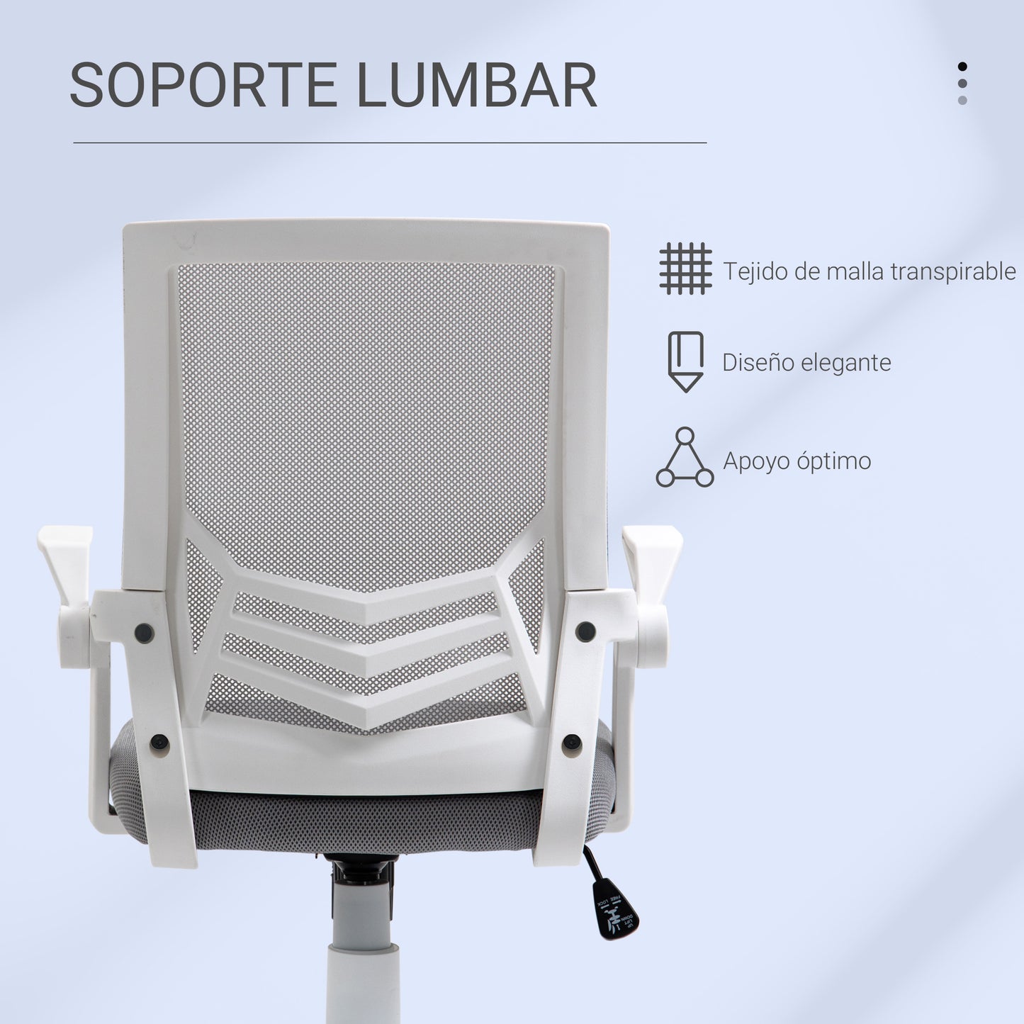 Vinsetto Silla de Oficina Ergonómica Silla de Malla con Altura Ajustable Reposabrazos Abatible Soporte Lumbar Transpirable para Adolescentes Adultos 62,5x55x94-104 cm Gris