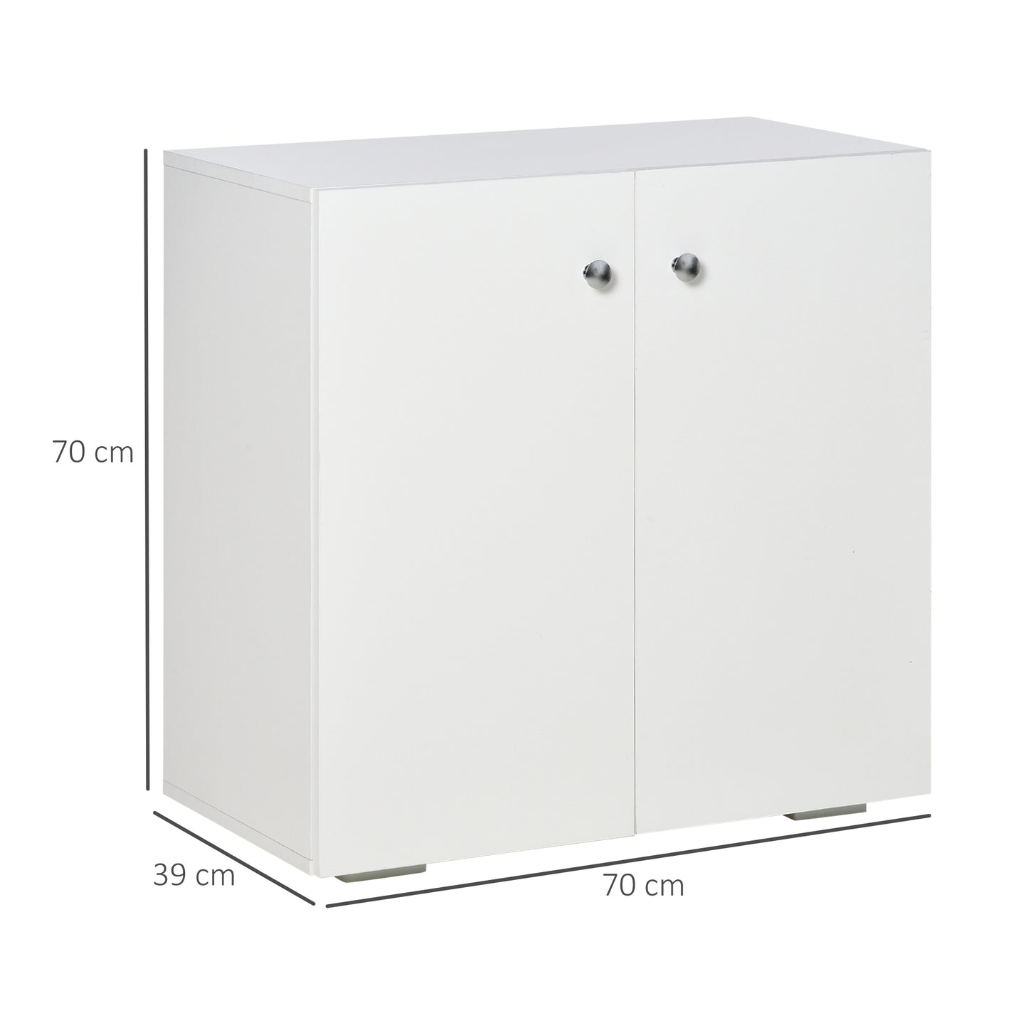 HOMCOM Aparador de Salón con 2 Puertas Armario Auxiliar con 2 Estantes para Libros Ropa Juguetes Estilo Moderno 70x39x70 cm Blanco