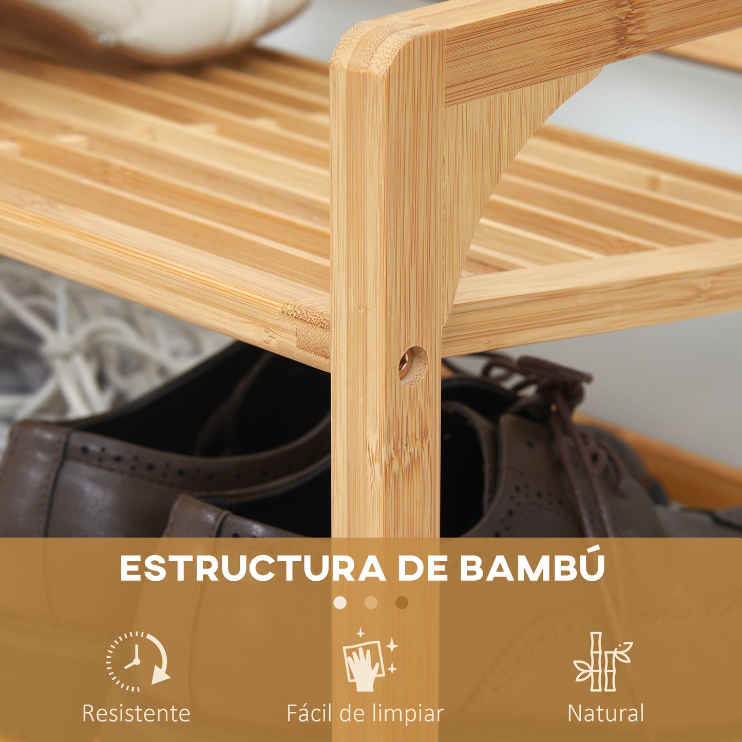 Zapatero de madera de 3 niveles para armario | Estante de zapatos de madera  y bambú | Organizador de almacenamiento de zapatos de madera para entrada