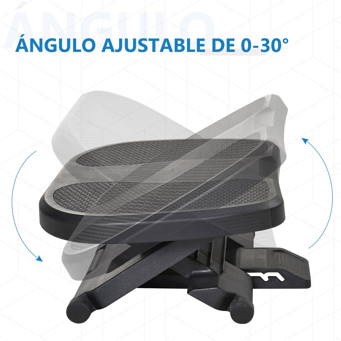 HOMCOM Multifuncional Reposapiés con Superficie Antideslizante Plataforma Inclinación de 0-30° Masaje 3 Niveles Altura Ajustable Apto a Oficina Casa Negro 45x34x(10-16.5)cm