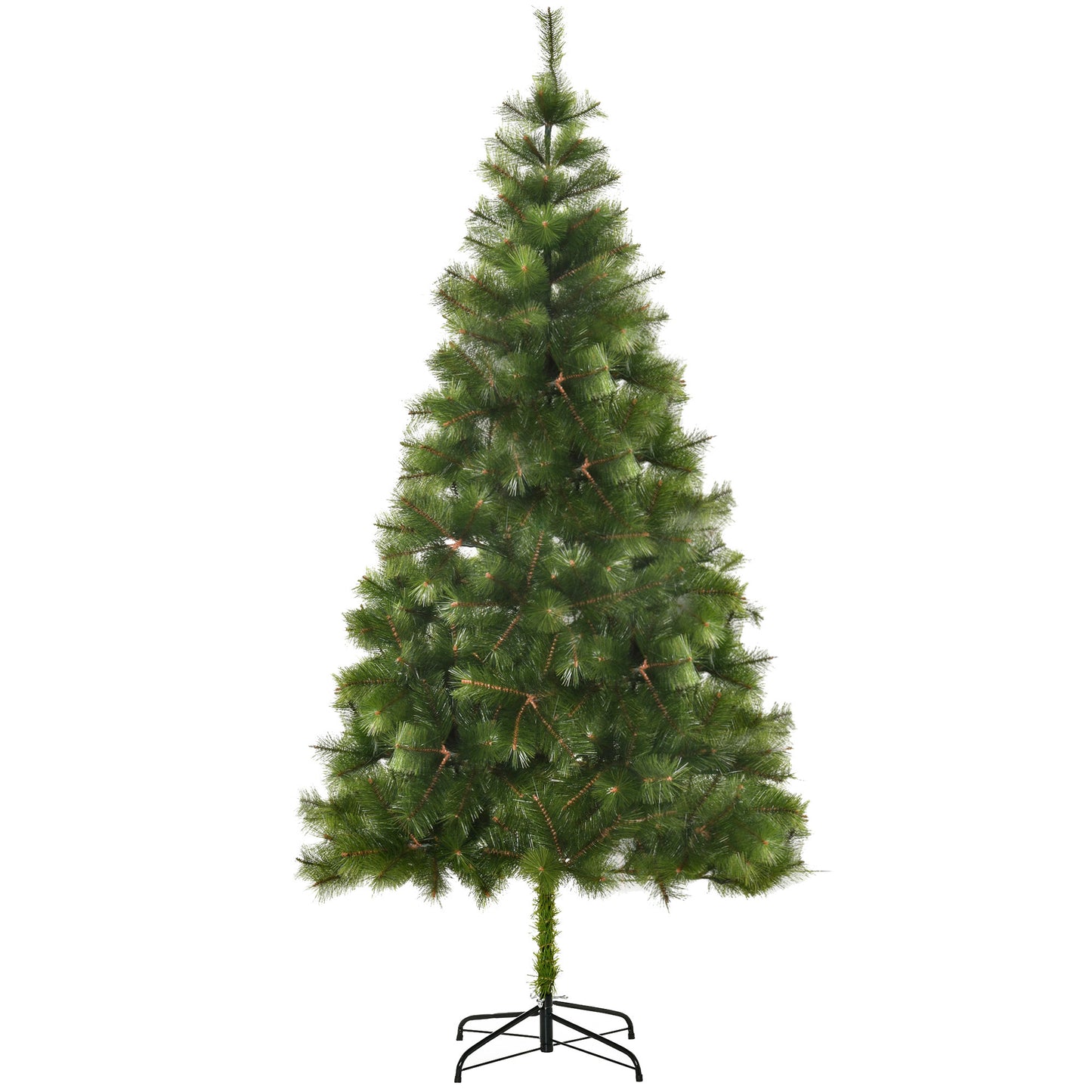 HOMCOM Árbol de Navidad 210cm Artificial Árbol de Pino Decoración Navideña con Soporte Metálico 505 Ramas Verde PET