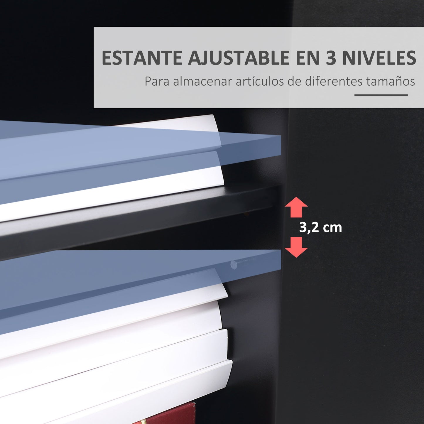 Vinsetto Armario para Impresora Soporte para Impresora con Ruedas Mueble Impresora con Cajón 2 Puertas y Compartimiento Abierto para Salón Oficina Estudio 60x39x80 cm negro