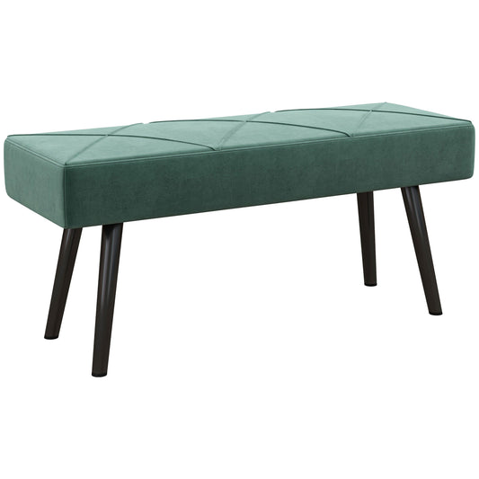 HOMCOM Taburete Pie de Cama Multifuncional Banco Pie de Cama Moderno Banco Dormitorio con Pies de Acero y Asiento Acolchado Carga 120 kg para Entrada Pasillo 100x36x45 cm Verde