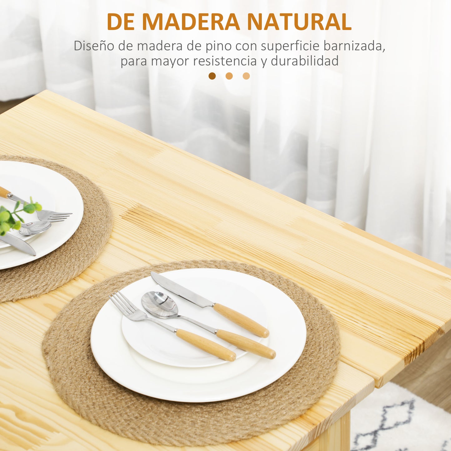 HOMCOM Mesa de Comedor Plegable Mesa de Madera Extensible Mesa de Cocina de Alas Abatibles para 2-4 Personas Carga 50 kg 120x80x75 cm Natural